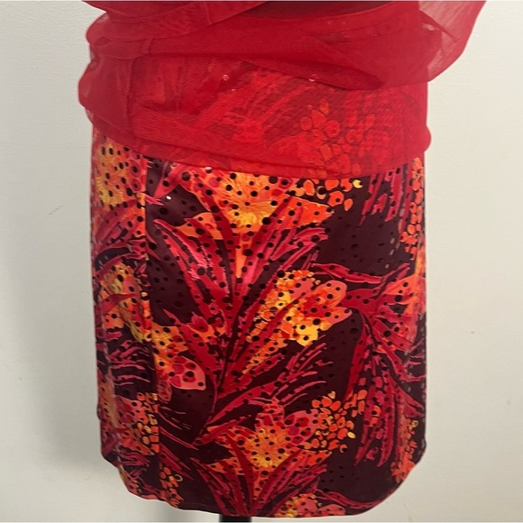 Vintage express Y2K mesh red sequin skirt size small - Picture 3 of 6